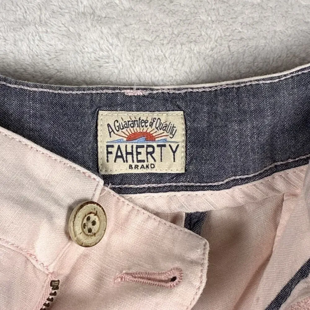 Faherty Shorts Men 40 Pastel Pink Tradewinds Linen Preppy Beach Resort Huckberry